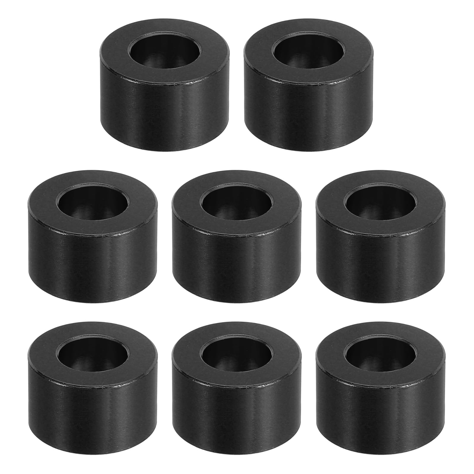 PATIKIL M10 Aluminum Spacer, 8 Pcs Metal Spacers Aluminum 10.5mm ID x 20mm OD x 12mm L Aluminum Spacer Screw Standoff Round for 2/5in or M10 Screw Bolt,Black
