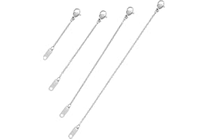 BAYLAY Gold/Silver Necklace Extenders - 18k Gold Plated/Whited Necklace Extender Chain Set for Women 4 Piece Set, Extensions 1" 2" 3" 4" Hypoallergenic in Gold or Silver