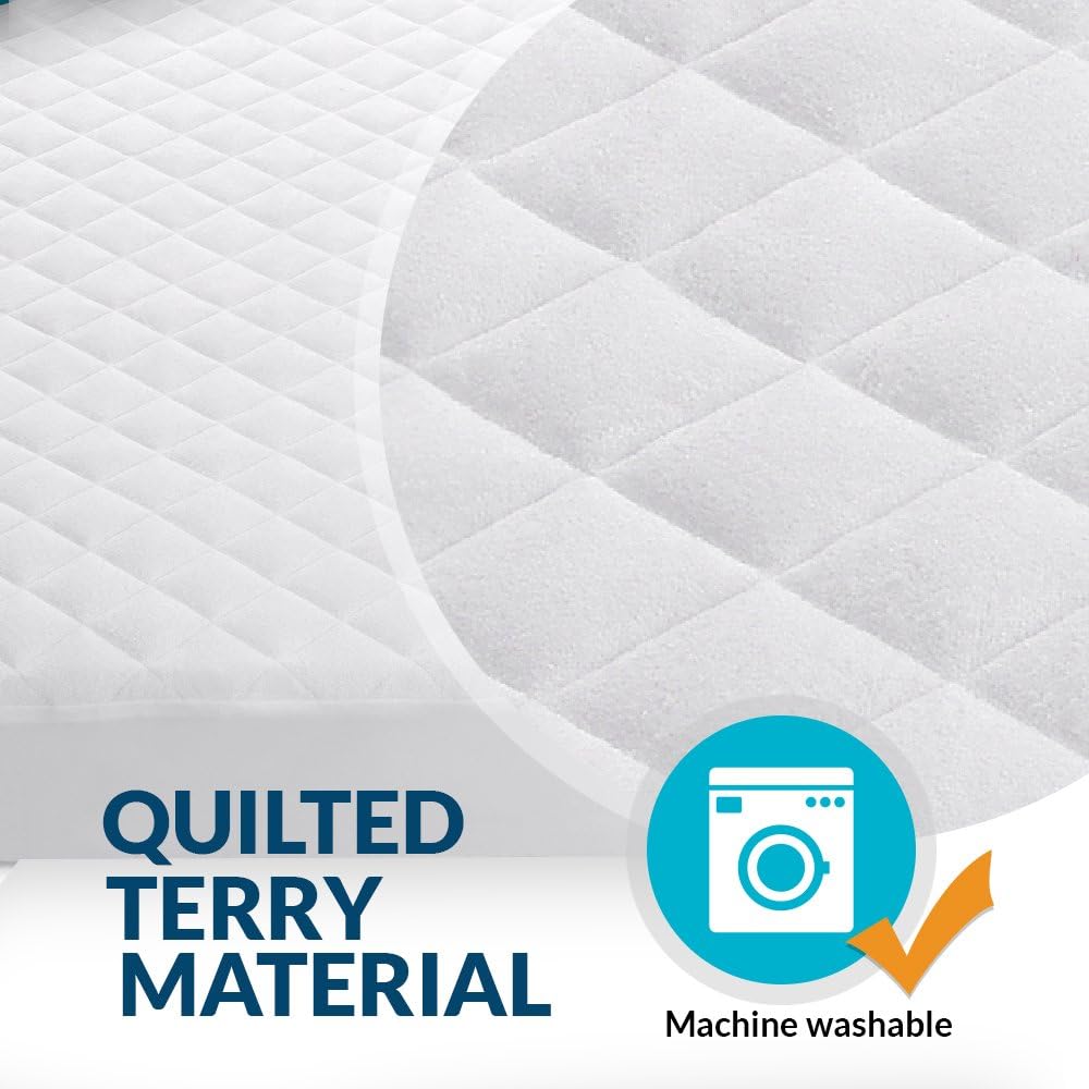 PlushDeluxe Crib Mattress Protector 100% Waterproof, Hypoallergenic, Without Vinyl – Bamboo Quilted Ultra Soft White Terry Fitted Sheet Style: Home & Kitchen