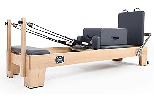 DJXIK White Maple Wood Pilates Core Bed, Body Shaping Machine Corrector Yoga Bed, Double Rail Sliding Bed Three-in-One Multi-