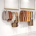 2 Pcs 36" Adjustable Height Hanging Clothes Rack Boutique Retail Display Gold Garment Rack Ceiling Hanger Commercial Wedding Dress Clothing Store Creative Metal Chain Ceiling Clothes Storage Hanger