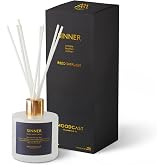 Moodcast Sinner Reed Diffuser - Luxury Scent Diffuser for Home, Fragrance for Bedroom &amp; Bathroom - Smoke, Leather &amp; Vetiver, 8 Reeds, Clean Ingredients - 3.4oz