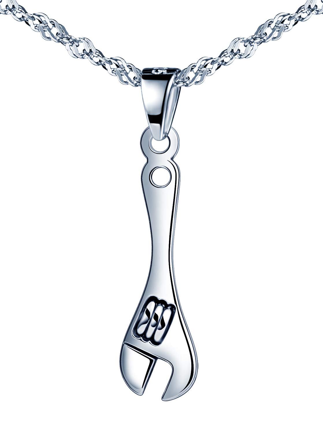Infinite U Women Girl's 925 sterling silver Necklace, Wrench Pendant, unique and retro, Christmas Birthday gift