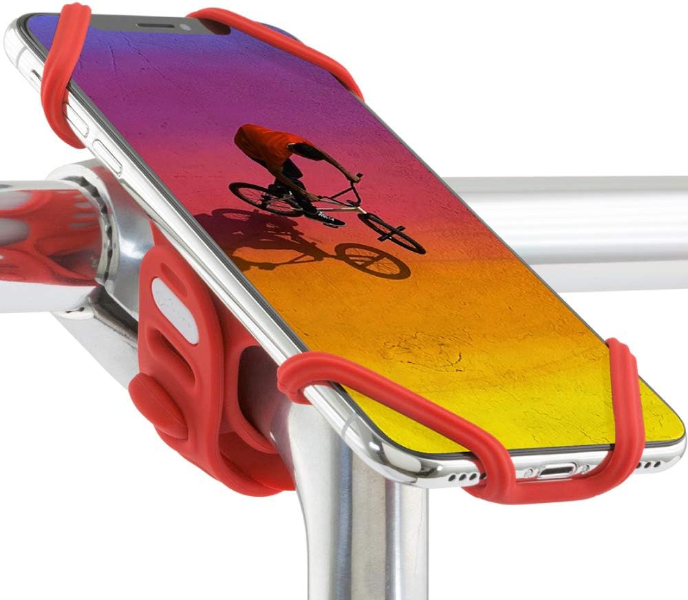 Bone Bike Tie Pro 2, Universal Bike Phone Mount for Stem Mount, Bicycle Motorcycle Stem Handlebar Cell Phone Holder for iPhone 12 11 Pro Max XS XR 8 7 6 Plus (Red)