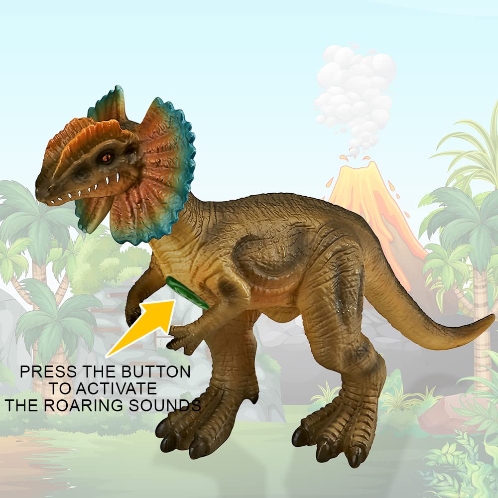 ArtCreativity Dilophosaurus Dinosaur Toy - Soft Touch, Roaring Sounds, Free Standing, Great for Imaginative Play