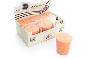 SHORTIE'S CANDLE COMPANY Mango & Papaya Soy Votive Candles - Scented with Natural Fragrance Oils - 6 Orange Natural Votive Candle Refills - Fruit & Berry Collection
