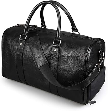 duffle bag black leather
