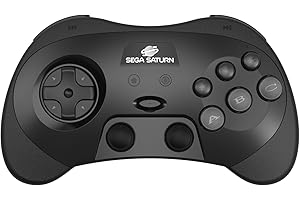 Retro-Bit SEGA Saturn 2.4GHz Wireless Pro Controller for Sega Saturn, Sega Mega Drive Mini, Switch, PC, Mac - Includes 2 Rece