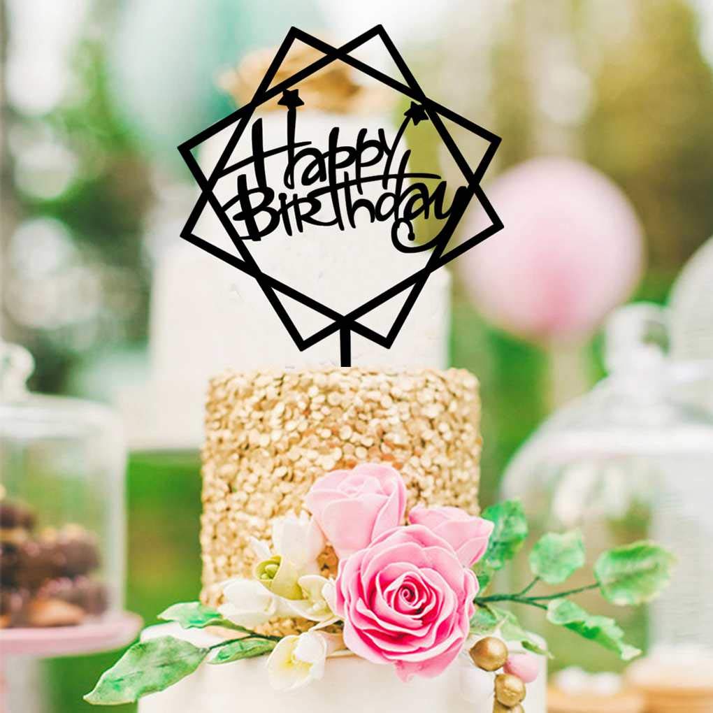 Topker Round Square Joyeux Anniversaire Lettre De Gateau Acrylique Bricolage Petit Gateau Gateau Smash Bougie A La Main Party Baton Decorations Et Accessoires De Fetes Decorations