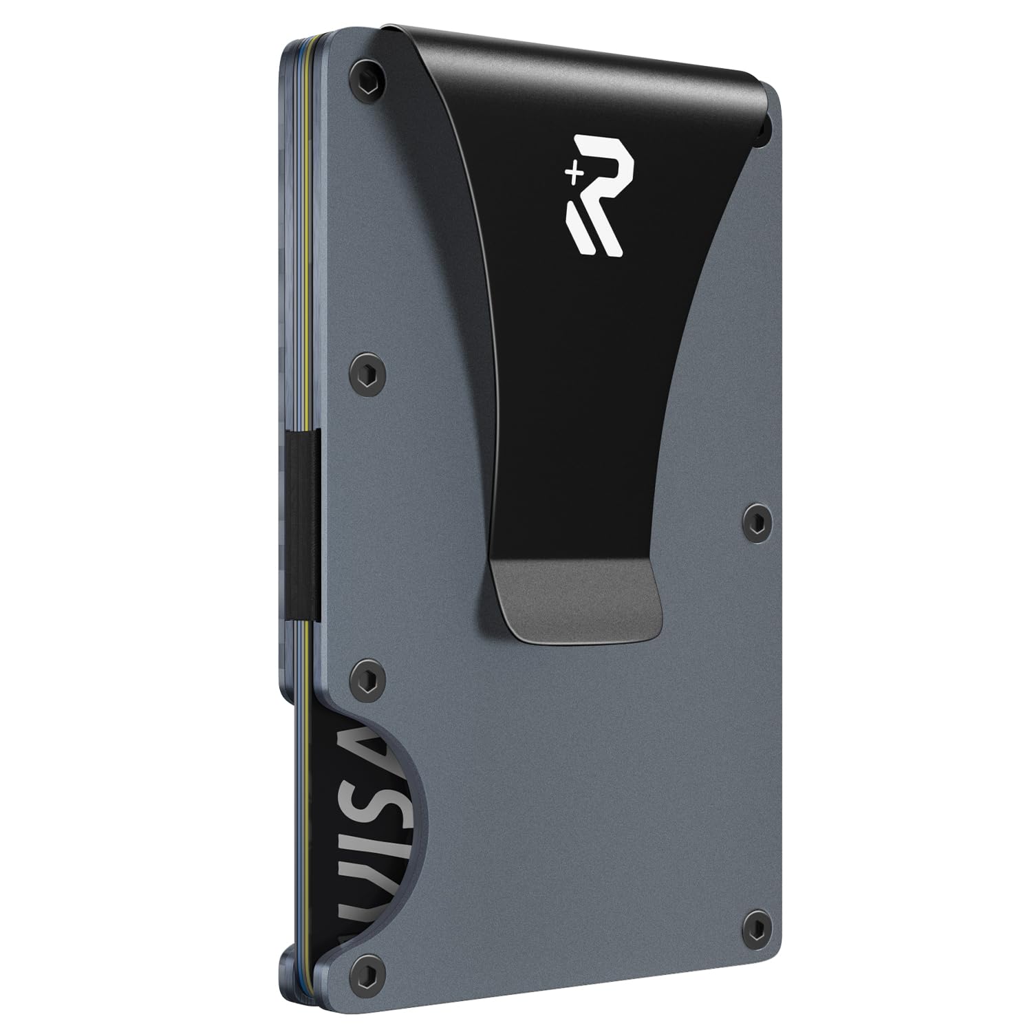 RealPlus Card Holder, RFID Blocking Minimalist Wallet with Money Clip-Gifts for Men, Fathers, Boyfriends (Space Grey)