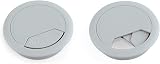 Emuca White Plastic Desk Cable Grommet 60mm Hole Set of 20 for Table Worktop view 5