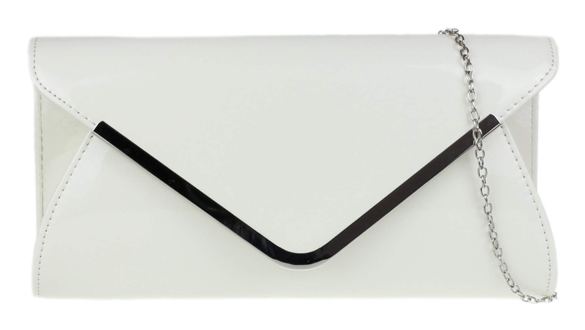 Girly Handbags Womens Glossy Oversized Clutch Bag (White)