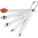 5 Pcs Mini Measuring Spoons Set, Stainless Steel Small Measuring Spoons, [1/4, 1/8, 1/16, 1/32, 1/64] tsp for Home Kitchen Ba