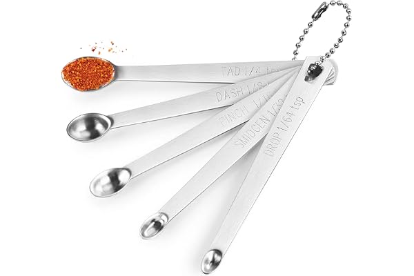 5 Pcs Mini Measuring Spoons Set, Stainless Steel Small Measuring Spoons, [1/4, 1/8, 1/16, 1/32, 1/64] tsp for Home Kitchen Ba