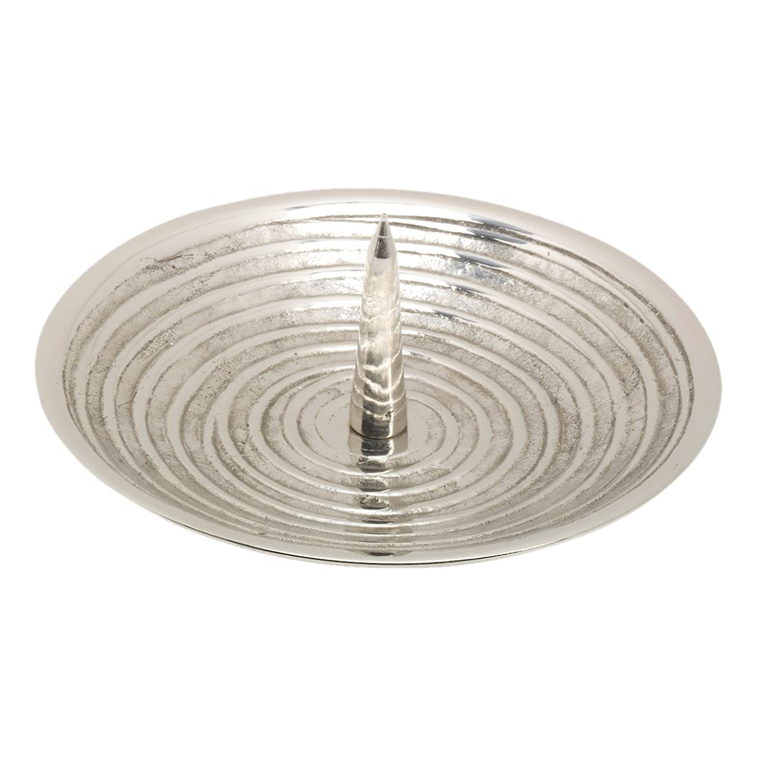 NKlaus Grooved Candle Plate with Spike Ø 10cm Brass nickel plated Coaster Decoration Spiarlen-Design 10623