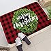 AVOIN Merry Christmas Boxwood Wreath Decorative Buffalo Plaid Doormat, 18 x 30 Inch Winter Holiday Non-Skid Floor Mat Switch Mat Indoor Outdoor Home Garden
