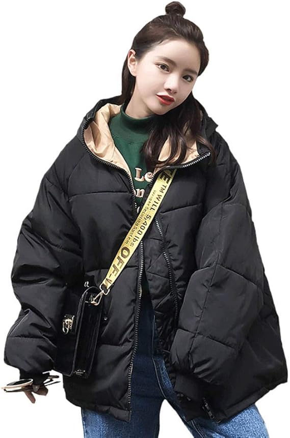 Amazon Caixiaofei レディース アウター 中綿コート ショート ダウンジャケット 冬服 シルエット 防寒 防風 綿 厚手 女性用 コート ジャケット レディース 冬 長袖 裏起毛 フード付き ファッション 上着 アウター ジャケット ダッフルコート 防寒対策 コート