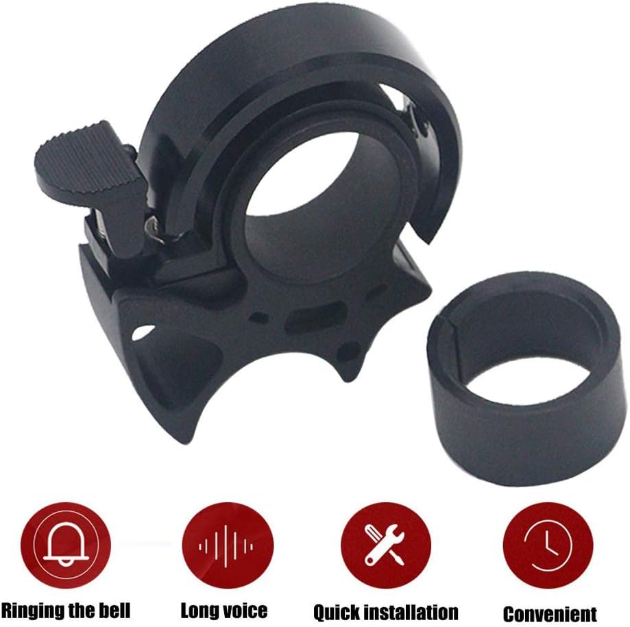 HUIRONG Bike Bell, 25.4/31.8mm Aluminum Alloy Bicycle Bells Mountain Bike Bells for Adults Kids Loud Crisp Clear Sound Cycling Bicycle Horn Run Bell Bike Ringer Bell Road Bike Horn (Black)