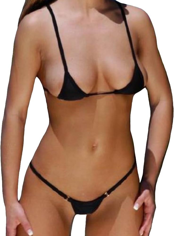 Esquki Womens Classic Cotton Micro Bikini Top and Bottom Sets