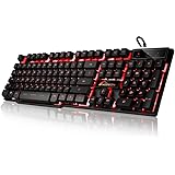 Moobom DB-A8 Mechanical Feel Gaming Keyboard,3 Color Backlit LED USB Wired Game Keyboard Black