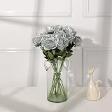 Tifuly 12 Pcs Long Stem Artificial Roses 50 cm Silk Floral Bouquet Black view 4