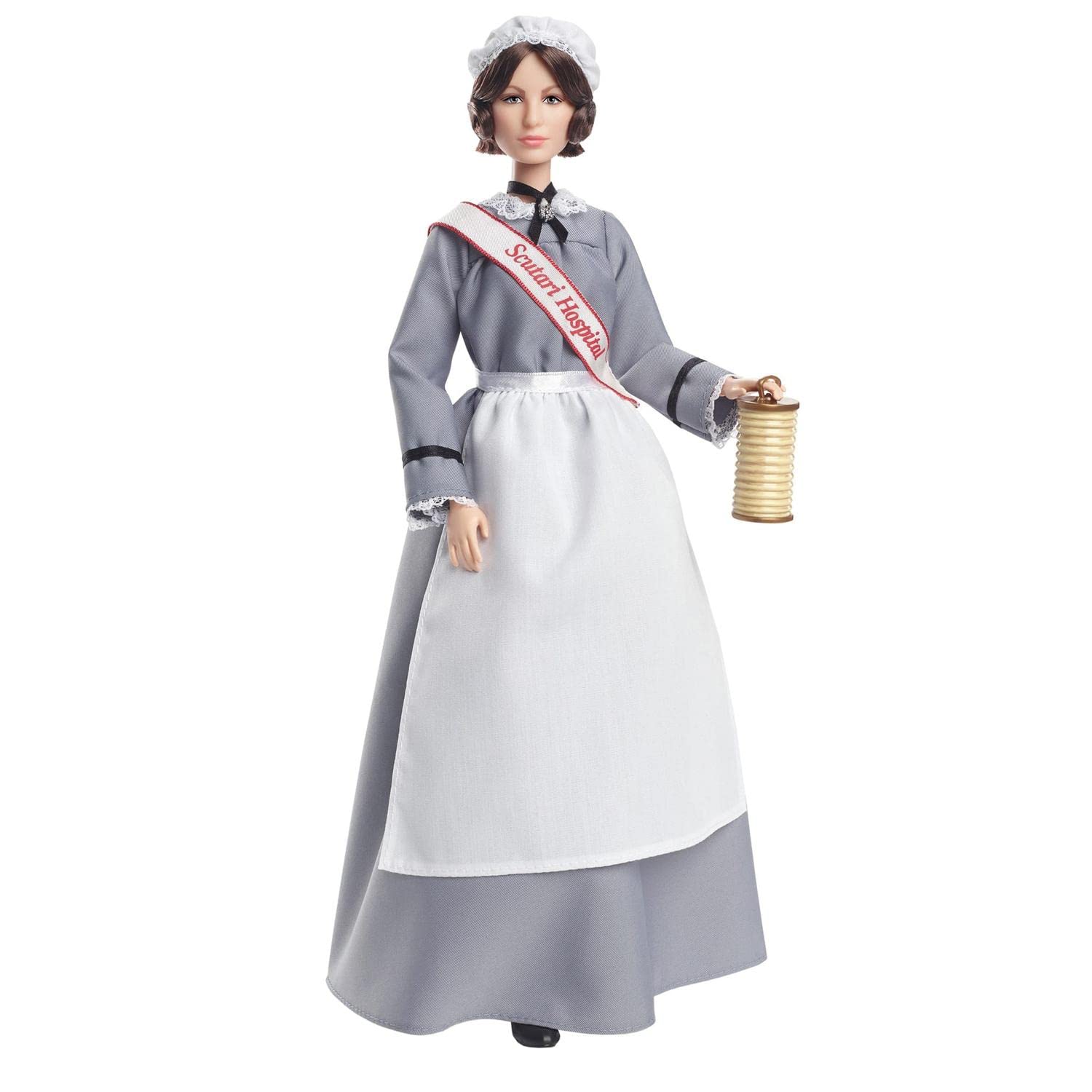 Muñeca coleccionable Barbie Inspiring Women Series Florence Nightingale, aprox. 12 pulgadas, con uniforme de enfermera, delantal y gorra con soporte para muñecas y certificado de autenticidad