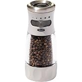 OXO Good Grips Contoured Pepper Grinder with Adjustable Ceramic Mill | Pre-loaded with Peppercorns, 5 Grind Settings, Ceramic Grinder, Non-slip Grip, Home and Kitchen Use, Spice Grinder