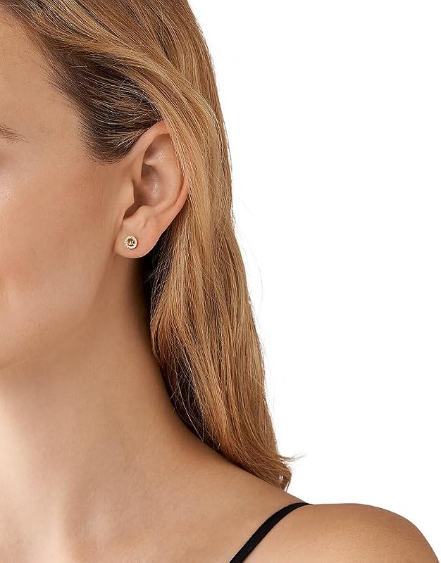Pendientes para mujer de metal dorado con piedras semipreciosas y cierre de poste