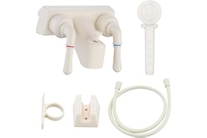 PUREHAVEN RV Shower Faucet with Hose and shower Head,Camper Shower Faucet Replacement,Rv Tub Faucet With Shower Diverter,Handheld Camper Shower Head and Hose,Rv Outdoor Shower Kit (Faucet Kit, Milky White)