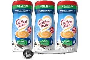 French Vanilla Zero Sugar Powdered Creamer, 10.2 oz Canister (3-Pack) with Direct Coffee Tea Est 2019 Barista Spoon Clip – Sugar-Free, Non-Dairy, Gluten-Free Coffee Creamer for Guilt-Free Indulgence