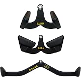 BLUSLM LAT Pull Down Bar for Cable Machine, LAT Pulldown Attachments T-bar V-bar Cable Attachment for Gym, Back Tricep Strength Training Handle (BL137)