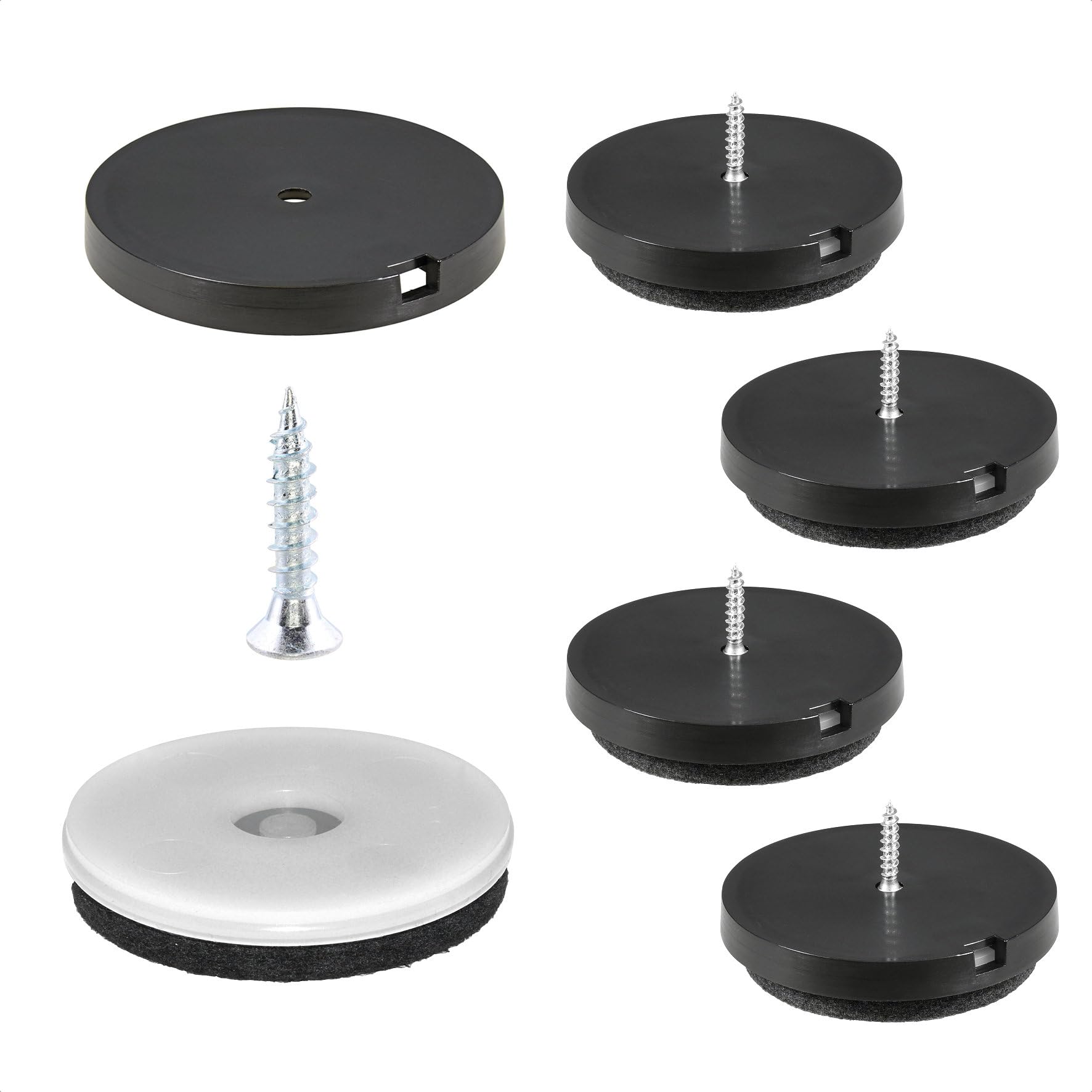 WAGNER QuickClick® Felt glides furniture glides chair glides I 4pcs. set to screw on I 4x base+screw+interchangeable glide insert - felt robust NATURAL - diameter Ø 50 mm - Made in Germany - 15785500