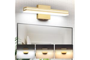 SineRise LED Modern Bathroom Vanity Light Fixtures (16-Inch, 3000K/4000K/6000K, Dimmable), Gold Modern Acrylic Bathroom Wall Lighting Fixtures Over Mirror