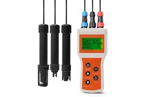 GISNPA Portable Dissolved Oxygen Meter Kit, Digital 6-in-1 PH DO Salt EC TDS Temp Tester with ATC, DO Meter for Koi Pond Aquaculture, Environment Monitor and Scientific Brewing