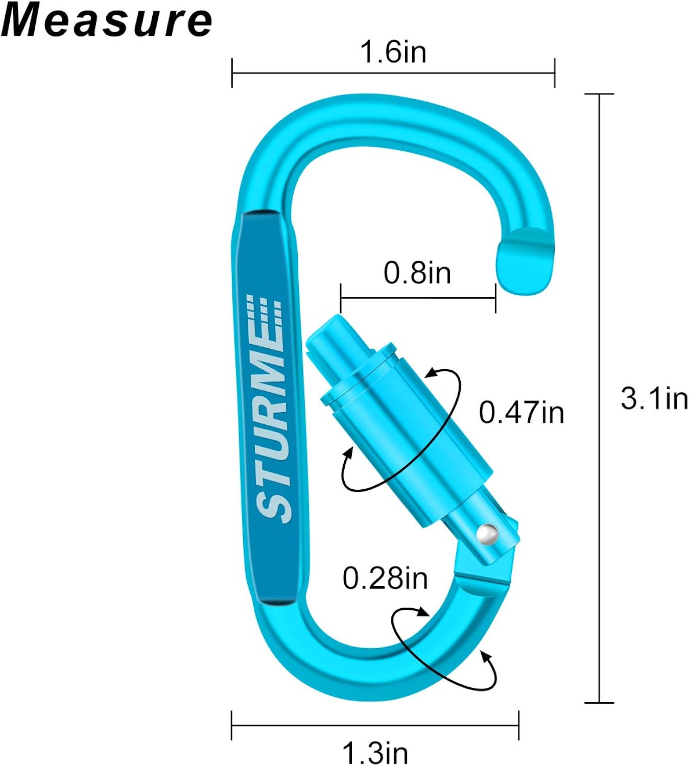 STURME Carabiner Clip Aluminum D-Ring Locking Durable Strong and Light Large Carabiners Clip Set for Outdoor Camping Screw Gate Lock Hooks Spring Link Improved Design Pack (9 Pack) : Sports & Outdoors