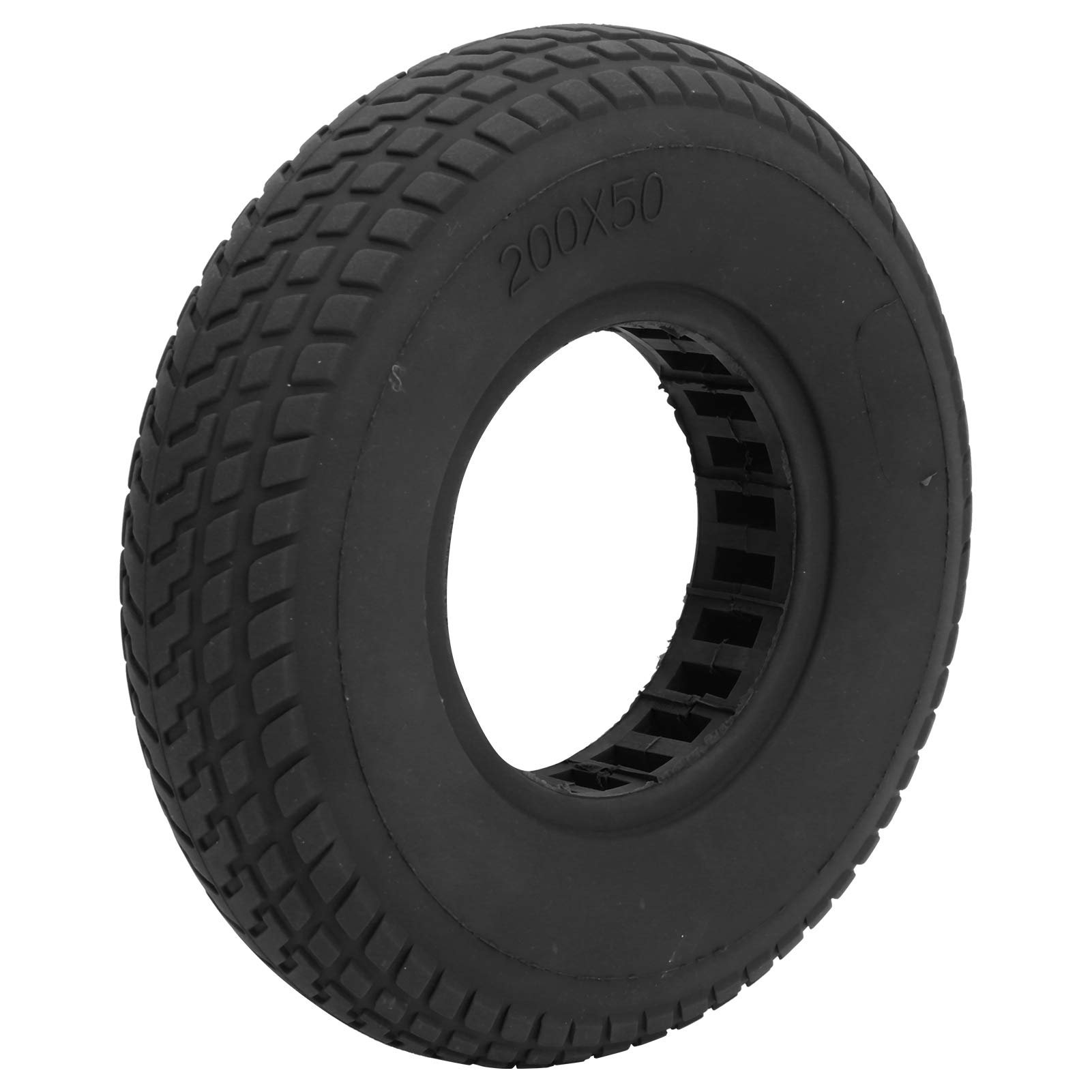 Fussbudget 200x50mm ExplosionProof Solid Tyre, Hollow Out Damping Rubber Tire for Slot Width of 30mm/1.2in Electric Scooter (Black 40lb)