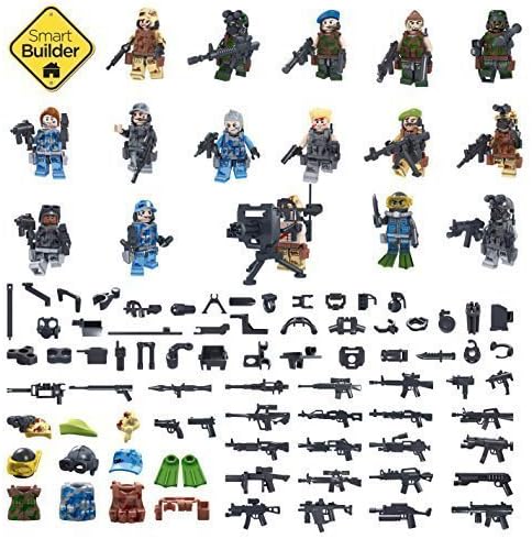 Set Includes 16 Unique Military Figures Plus Over 200 Military Accessories ( Lego Compatible)