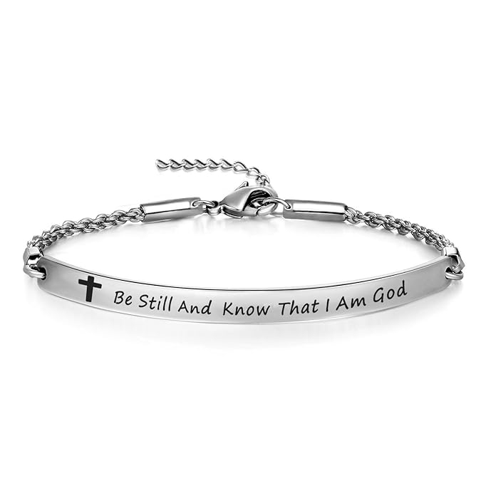Scripture Bracelet Religious Stainless Steel ID Bracelet Christian Gift