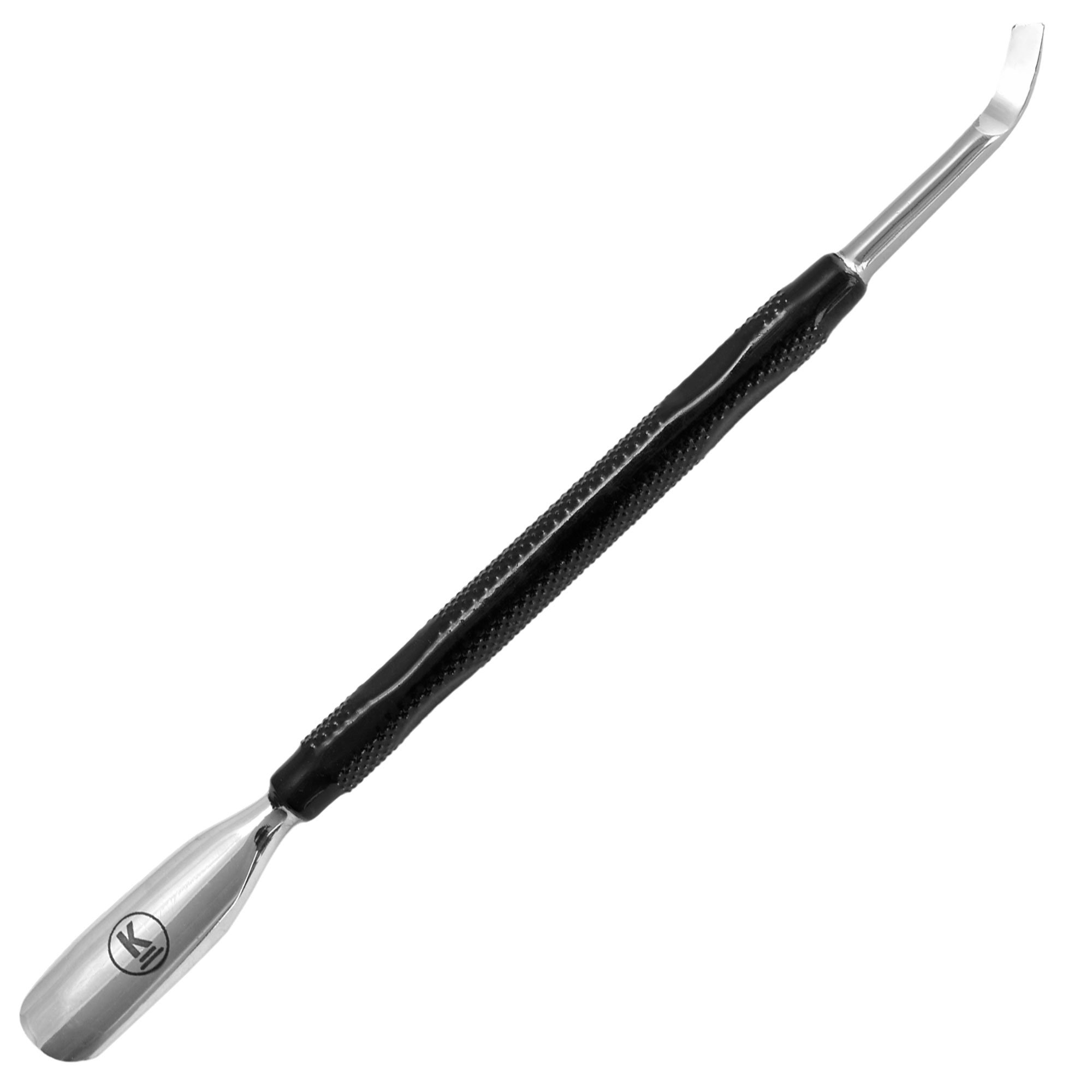 K-Pro Cuticle Pusher and Nail Cleaner - Professional Tool with Spoon – Metal (Black)