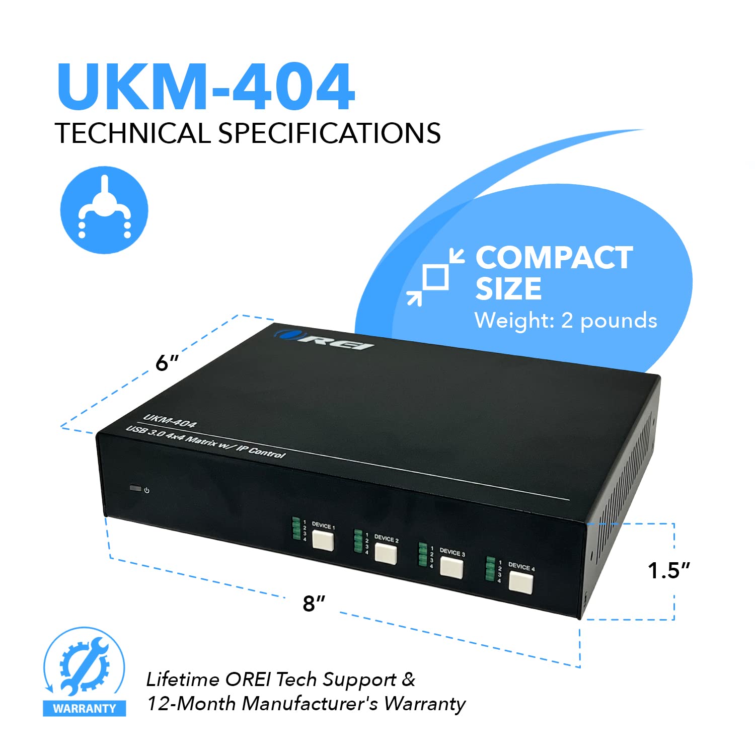 OREI USB 3.0 4x4 Matrix Peripheral Sharing Switch, Share 4 USB Devices with 4 Different Computer Hosts PC, Printer, Scanner, Mouse, Keyboard, Mulitiple Displays Monitor - IP/Remote Control