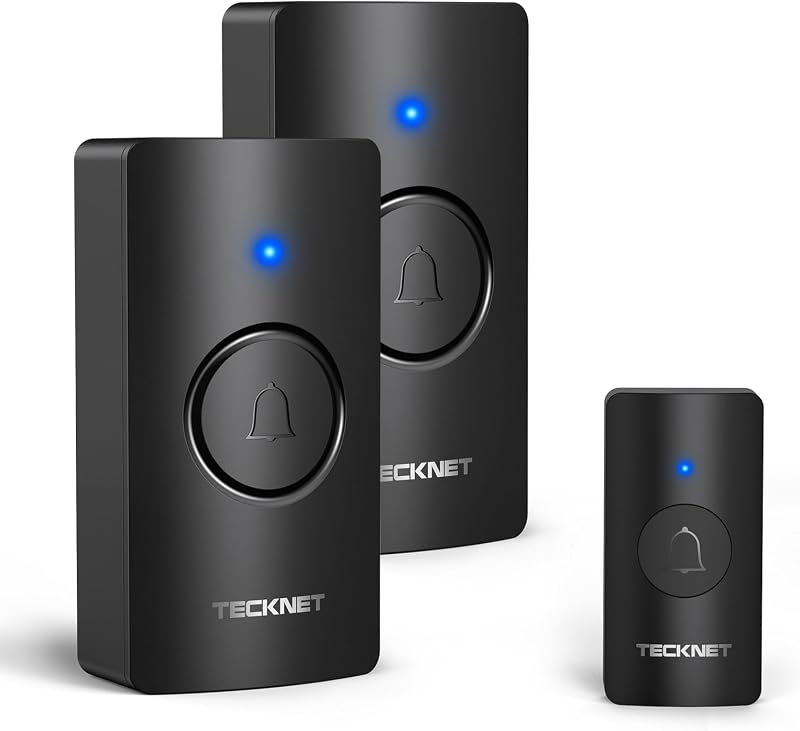 TECKNET Wireless Doorbell IP65 Waterproof Battery Powered 1300ft 60 Melodies