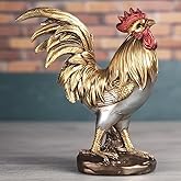 ICE ARMOR Hand Painted 7.5" H Color Gold/Silver Rooster Figurine Statue Sculpture Ornament Decoration Home/Room Decor Unique Gift Ideas for Housewarming, Holidays Birthdays Great Collectible Addition