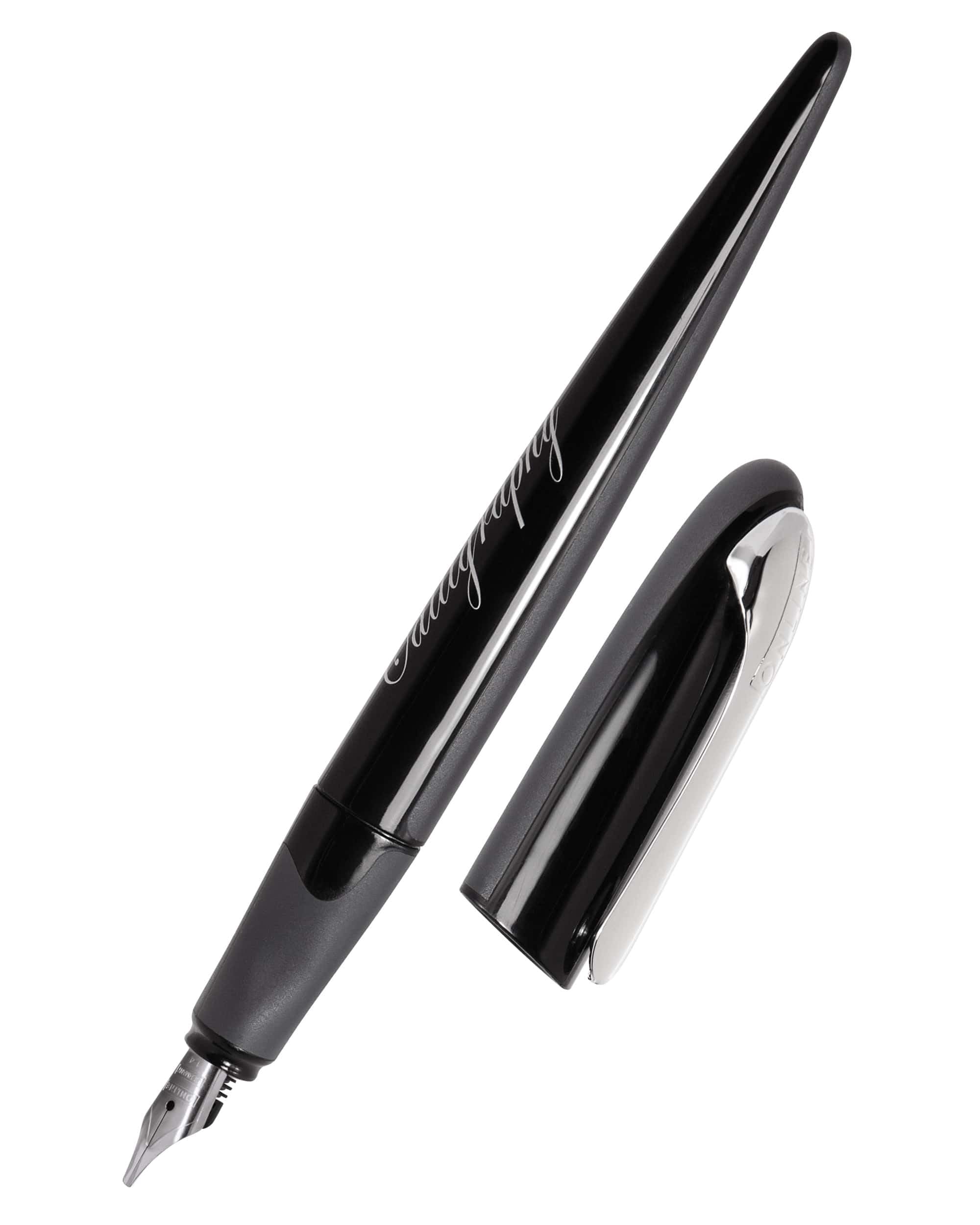Online calligraphy fountain pen AIR black, calligraphy nib 1.4 mm, standard ink cartridges or converter, triangular shape, for fine and smooth writing, ink pen for journaling, handlettering