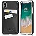 KAVAJ iPhone X/XS Case Leather Tokyo Black, Supports Wireless Charging (Qi), Slim-Fit Genuine Leather iPhone X Wallet Case Leather Bumper Case with Business Card Holder Cover for iPhoneX/XS