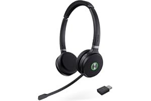 Yealink WH62 Portable Wireless Headset with DECT Dongle, 393 ft,Teams, Zoom Skype Certified, Office Work Headphones with 2X Noise Cancelling Mic, 13H Call Time, (Computer, Desk Phone)