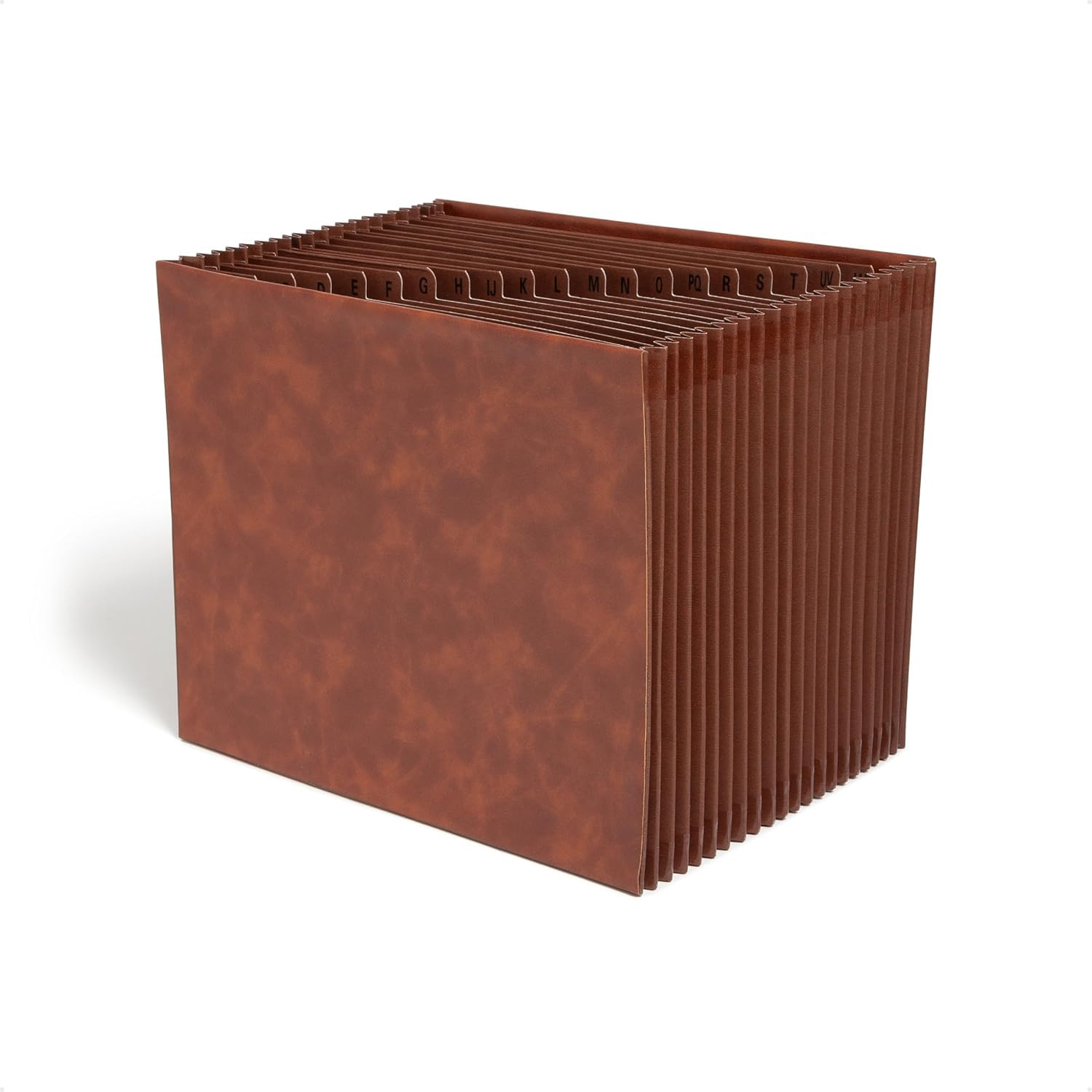 Smead Tuff Accordion File Organizer, Office Supplies, Alphabetic (A-Z) Desk Organizer, Letter Size, Premium Vegan Leather, Office Desk Accessories (73786) Image