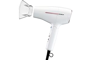 Conair Double Ceramic Travel Dryer with Concentrator & Folding Handle, 1875W Travel Blow Dryer with Smart Voltage Technology, Ionic Conditioning Fights Frizz, 3 Heat & 2 Speed Settings, White
