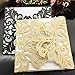 WOMHOPE 50 Pcs - Flower Hollow Laser Cut Lace Shimmer Wedding Invitation Party Invitations Cards Birthday Invitations Cards Wedding Favors (Gold)