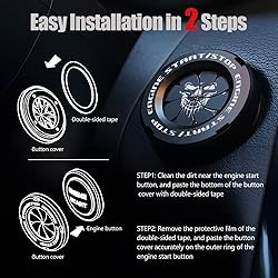 Tybasthe Rotary Push Start Button Cover, Skull Car