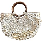 Shell Beaded Clutch Purse for Women Luxury Handmade Top Handle Bag Beach Evening Handbag for Summer Vacation